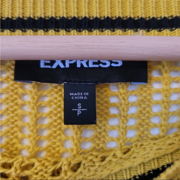 Express Crop Knit Sweater Mustard/Black/White - Picture 4 of 5